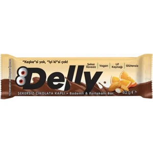 Just Vegan Store Delly Şekersiz Çikolata Kaplı Bademli & Portakallı Bar 40 G