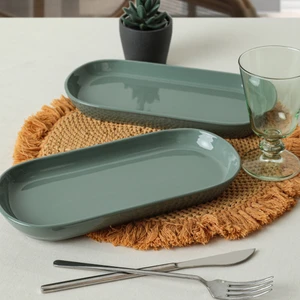 Yeşil Noyan Kayık Tabak 2 Adet 26 cm 326