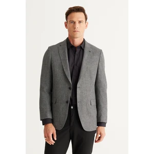 ALTINYILDIZ CLASSICS Erkek Antrasit Comfort Fit Rahat Kesim Mono Yaka Desenli Blazer Ceket