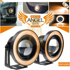 Mercekli Angel LED Halkalı Sis Far 89MM Su Geçirmez Angel Renk Seçenekli (Beyaz, Buz Mavi, Turuncu)