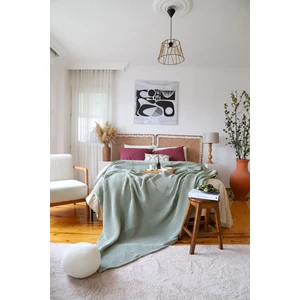 Çift Kişilik Waffle Pike Yatak Örtüsü Pamuklu Adaçayı Yeşili 220X240 cm