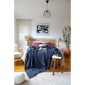 Çift Kişilik Waffle Pike Yatak Örtüsü Pamuklu Antrasit 220X240 cm