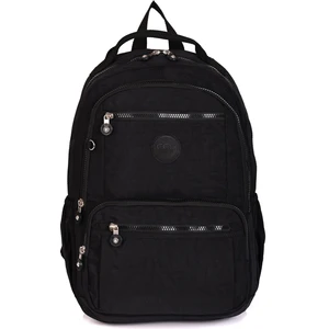 Çss 17296 Unisex Geniş Hacimli Krinkıl Kumaş Okul Sırt Çantası Siyah