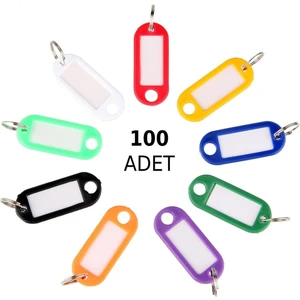 Ünsa Anahtar 100X Anahtarlık Plastik Etiket Kimlik Isimlik Isim Yazı Yazmalık Yazılabilen (Karışık Renk)