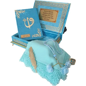 Kişiye Özel  Ayaklı Kadife Kutulu Hediye Orta Boy Kuranı Kerim