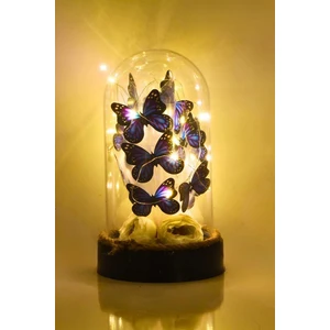 Burdan Eve Mavi Kelebek Buketi Fanusta Kelebek Buketi Işıklı Fanus Hediyelik Kelebek Kız Arkadaşa Hediye