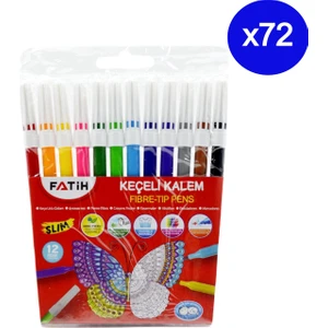 Slim Keçeli Kalem 12 Renk (34015) 72 Adet
