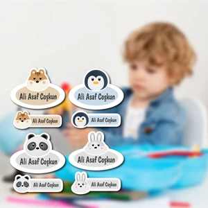 Kişiye Özel Okul Etiket Seti - 120 Adet - Kokusuz Ekolojik Mürekkep Pvc Etiket Sticker 4 Farklı Model