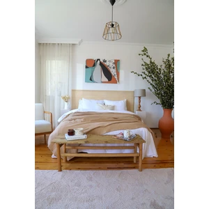 Çift Kişilik 4 Kat Müslin Pike Yatak Örtüsü Pamuklu Çift Taraflı Kahverengi 220X240 cm