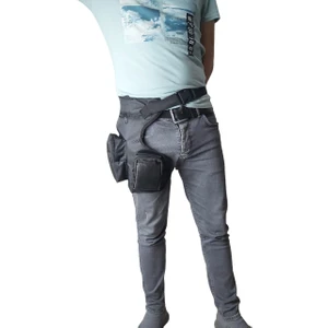 Siyah Renk Su Gecirmez Ayarlanabilir Çok Gözlü Bel Bacak Motorcu Çantası