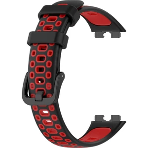 Huawei Band 8 Kordon Delikli Çift Renk Silikon Bordo