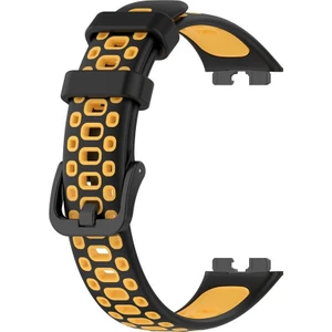 Huawei Band 8 Kordon Delikli Çift Renk Silikon Sarı