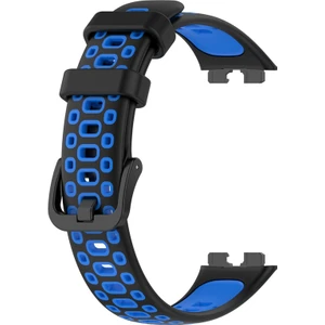 Huawei Band 8 Kordon Delikli Çift Renk Silikon Mavi
