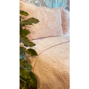 Decamor Home Nakışlı Pembe Yatak Örtüsü Seti Işleme Detaylı Çok Amaçlı Örtü