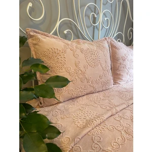 Decamor Home Nakışlı Pembe Yatak Örtüsü Seti Işleme Detaylı Çok Amaçlı Örtü