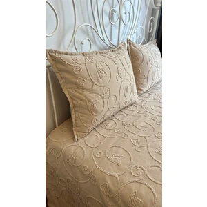 Decamor Home Nakışlı Bej Yatak Örtüsü Seti Işleme Detaylı Çok Amaçlı Örtü Çift Kişilik