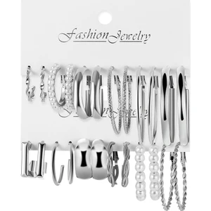 Inci Küpe ile Gümüş Renkli Küpe Seti (Yurt Dışından)