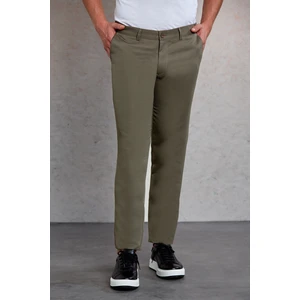 Haki D. Slim Fit Desenli Yandan Cep Kanvas Pantolon
