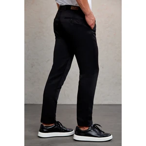 Siyah D. Slim Fit Desenli Yandan Cep Kanvas Pantolon