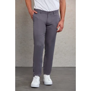 Gri D. Slim Fit Desenli Yandan Cep Kanvas Pantolon