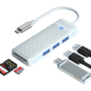 Type-C To 3.0 Tf Sd Kart Okuyucu 3 Portlu USB 3.0 Çoklayıcı Adaptör Beyaz