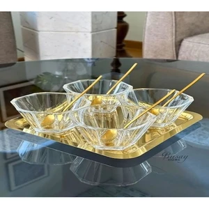 6'lı Nude Reflection Serisi Kristal Cam Kase, Sunumluk, Çerezlik, Sunum Kasesi, Servis Kasesi