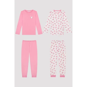 Kız Çocuk Pinky Monster Ck Uuzn Kollu 2'li Pijama Takımı