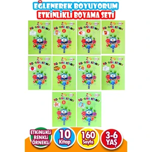 Eğlenerek Boyuyorum Eğitici Etkinlikli Boyama Kitapları 10 Kitap Yeşil Set