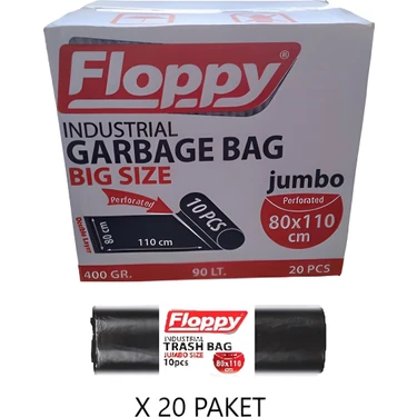 Floppy Çöp Torbası 80 x 110 cm Jumbo Boy 400 gr 1 Koli (20X10=200