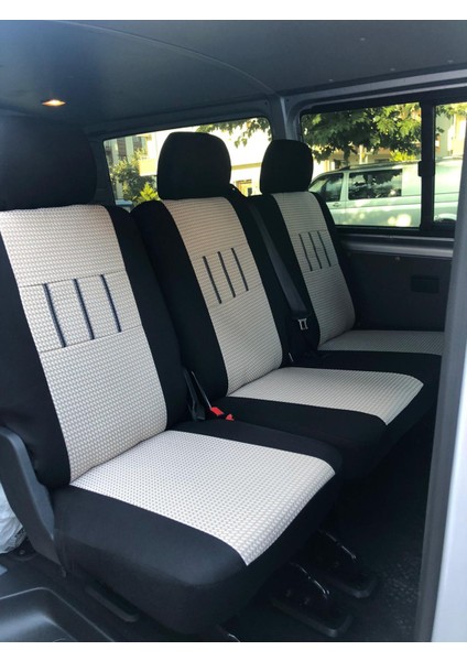 Volkswagen Transporter Uyumlu 4+1 Koltuk Kılıfı - Füme - Siyah fırsatları