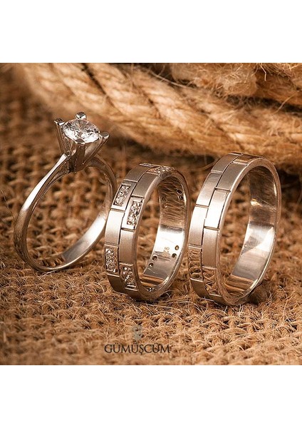 Zarif Beyaz Modeli Gümüş Alyans Bay Söz Yüzüğü modelleri