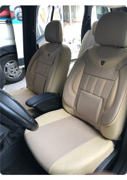 Ford Transit Connect Panelvan Uyumlu 1+1 Koltuk Kılıfı - Bej - Siyah