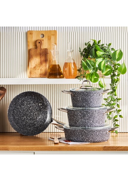 Biogranit Navy Stone 7 Parça Tencere Seti