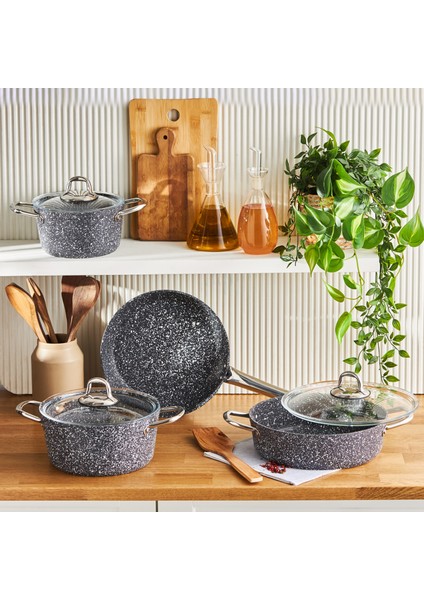 Biogranit Navy Stone 7 Parça Tencere Seti modelleri