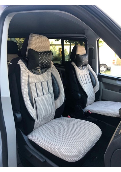 Fiat Palio Panelvan Uyumlu 1+1 Koltuk Kılıfı - Bej - Siyah