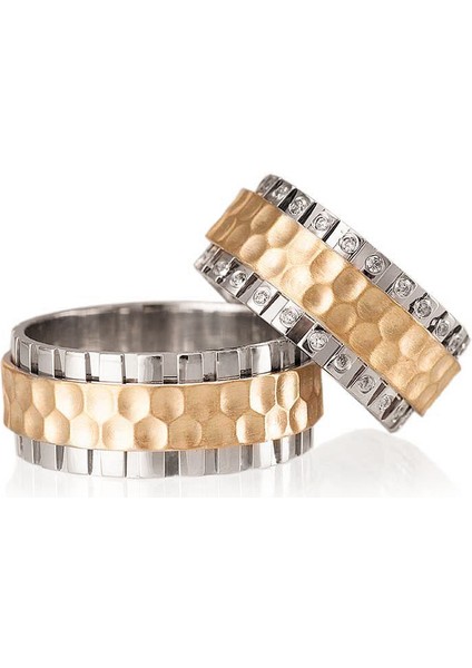 Zümrüt Gümüş Alyans Modeli Altın Kaplam Bay Alyans