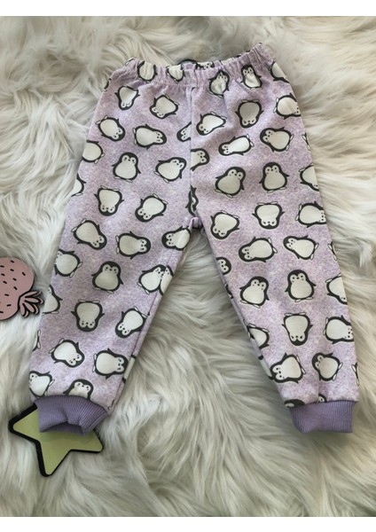 Mutlu Penguen Baskılı Kız Pijama Takımı 1495
