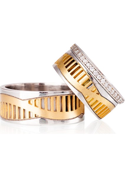 Toprak Gümüş Alyans Modeli Altın Kaplama Bayan Alyans