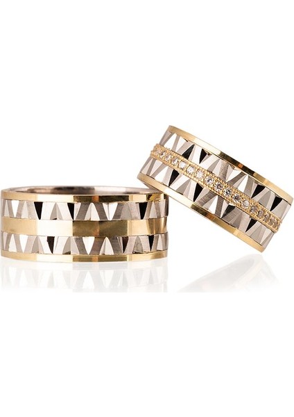 V Kesim Altın Kaplama Bayan Gümüş Alyans Modeli