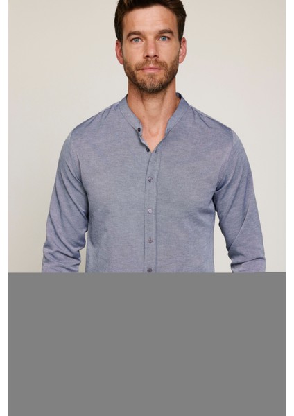 Slim Fit Hakim Yaka Düz Erkek Gömlek