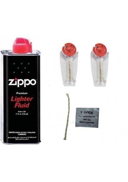 İndirim Center Zippo Benzin 125 ml Zippo Fitil ve 2 Adet Zippo Taşı Süper Set