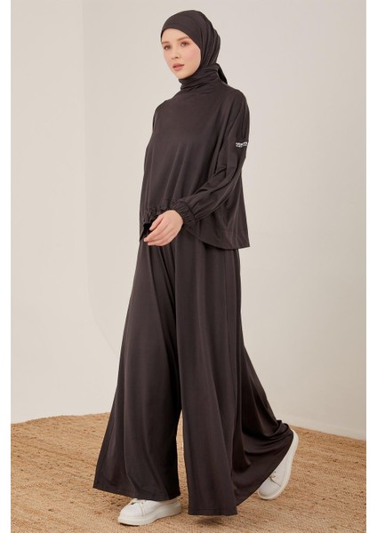 Oversize Bluzu Olan Füzo Taytlı Pantolon Etekli Spor Takım 23Y6607 Antrasit