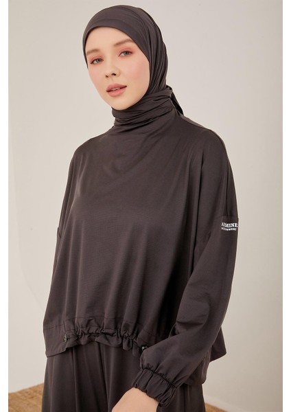 Oversize Bluzu Olan Füzo Taytlı Pantolon Etekli Spor Takım 23Y6607 Antrasit fiyatları