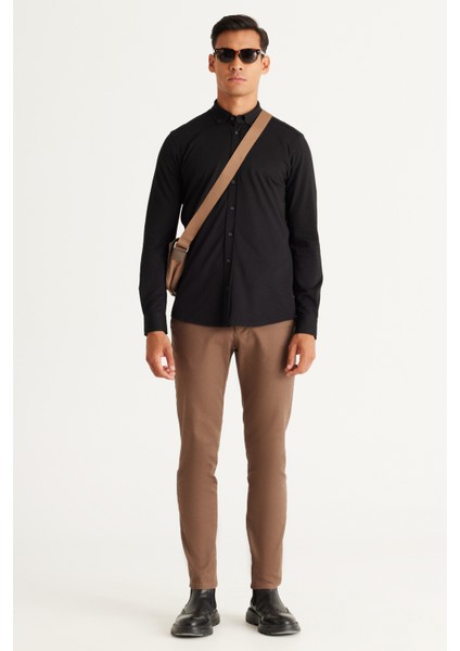 ALTINYILDIZ CLASSICS Erkek Camel Slim Fit Dar Kesim Yan Cep Pamuklu Esnek Rahat Armürlü Pantolon