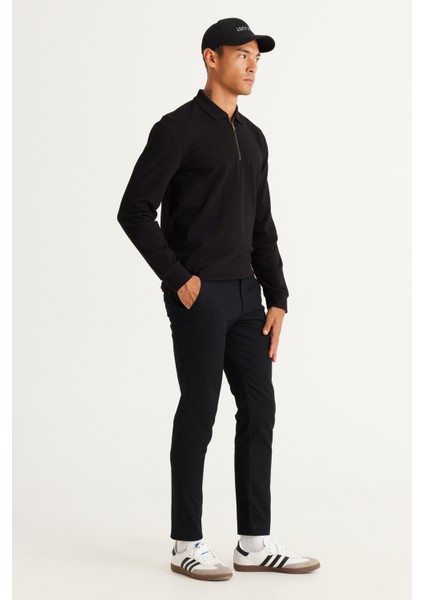 ALTINYILDIZ CLASSICS Erkek Siyah Slim Fit Dar Kesim Yan Cep Pamuklu Esnek Rahat Armürlü Pantolon