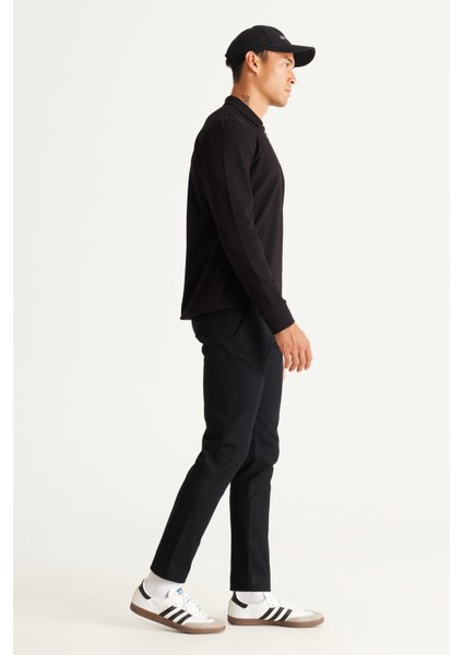 ALTINYILDIZ CLASSICS Erkek Siyah Slim Fit Dar Kesim Yan Cep Pamuklu Esnek Rahat Armürlü Pantolon