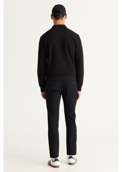 ALTINYILDIZ CLASSICS Erkek Siyah Slim Fit Dar Kesim Yan Cep Pamuklu Esnek Rahat Armürlü Pantolon