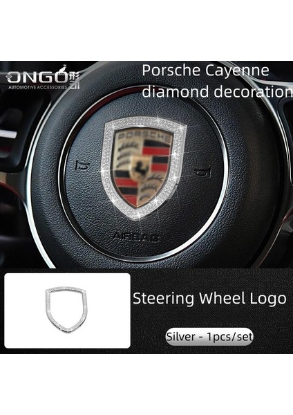 İdeal Aksesuar Porsche Taşlı Direksiyon Logosu Kristal Porsche Stone Steering Wheel Logo Crystal Arma Logo