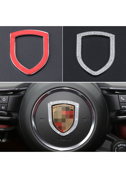 İdeal Aksesuar Porsche Taşlı Direksiyon Logosu Kristal Porsche Stone Steering Wheel Logo Crystal Arma Logo