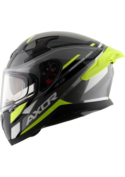 Apex Turbine Kask Athena Grey Neon Yellow Gloss - Pinlock Dahil